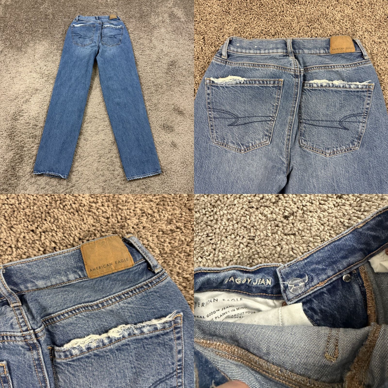 American Eagle Outfitters American Eagle Outfitters Jeans Womens 2 Baggy Mid Rise Straight Distressed Denim 23x31 Jeans Womens Distressed 90s? Size 26" / US 2 / IT 38 - 8 Thumbnail
