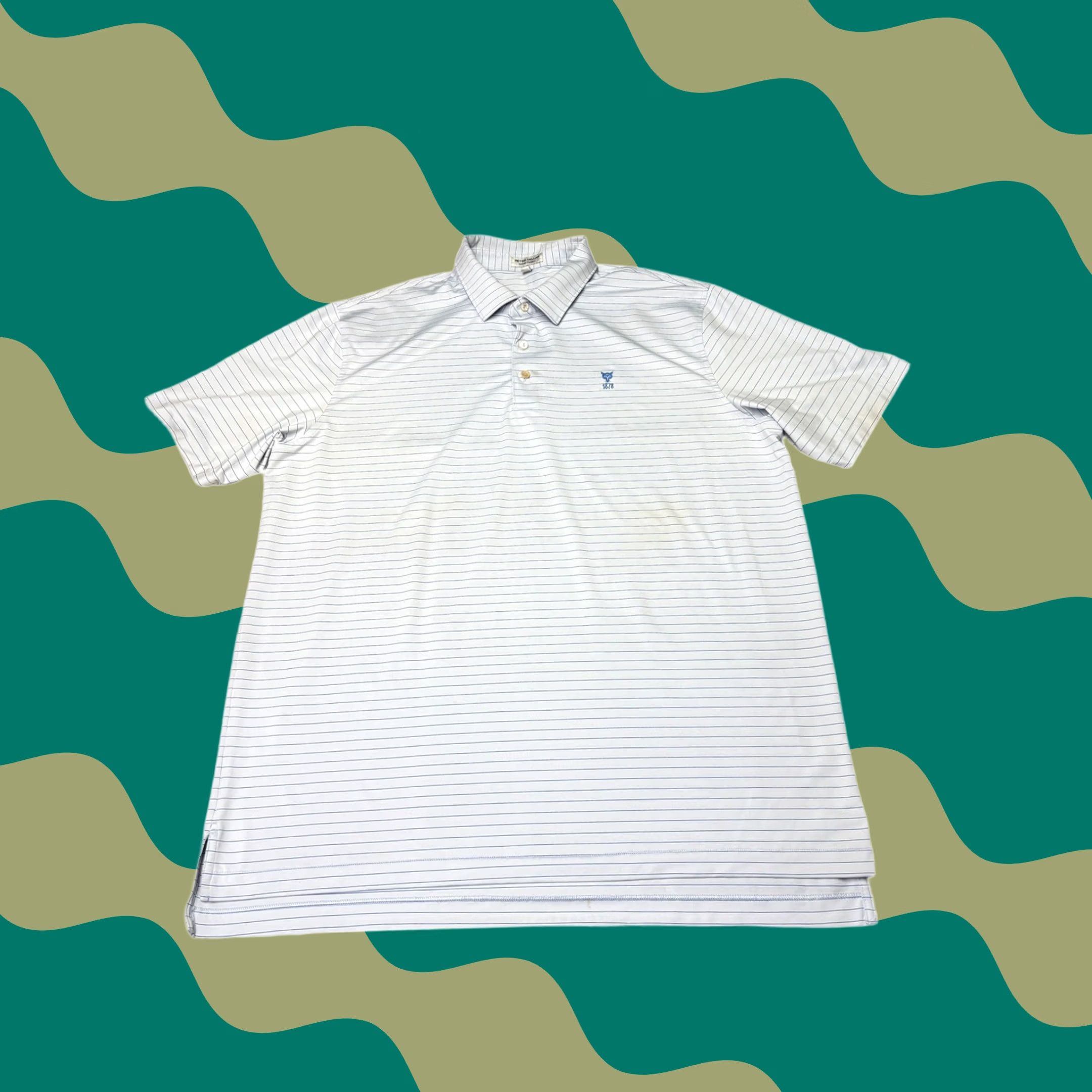 Peter Millar Peter Millar Polo Shirt Mens XL Striped Blue White St Elmo Club Short Sleeve Golf Moisture Wicking Size US XL / EU 56 / 4 - 1 Thumbnail