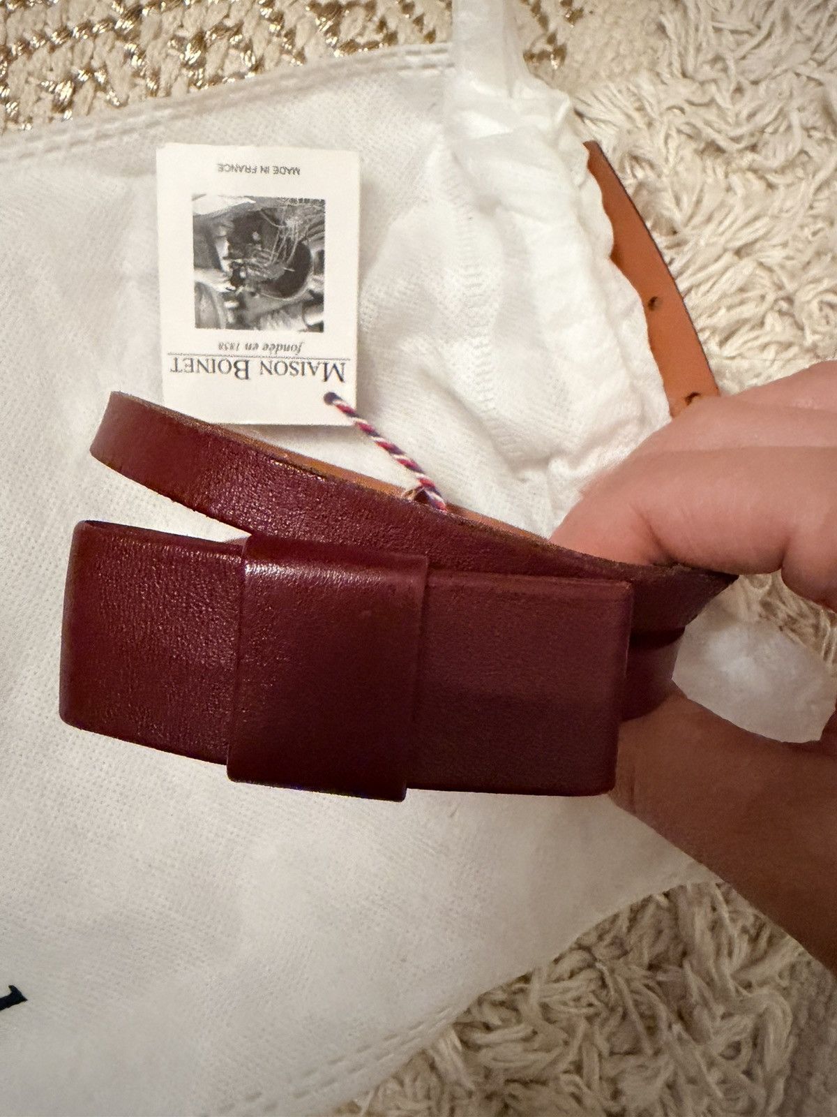 Other MAISON BOINET FRANCE-MADE RED-BROWN LEATHER BOW TIE BELT Size ONE SIZE - 2 Thumbnail