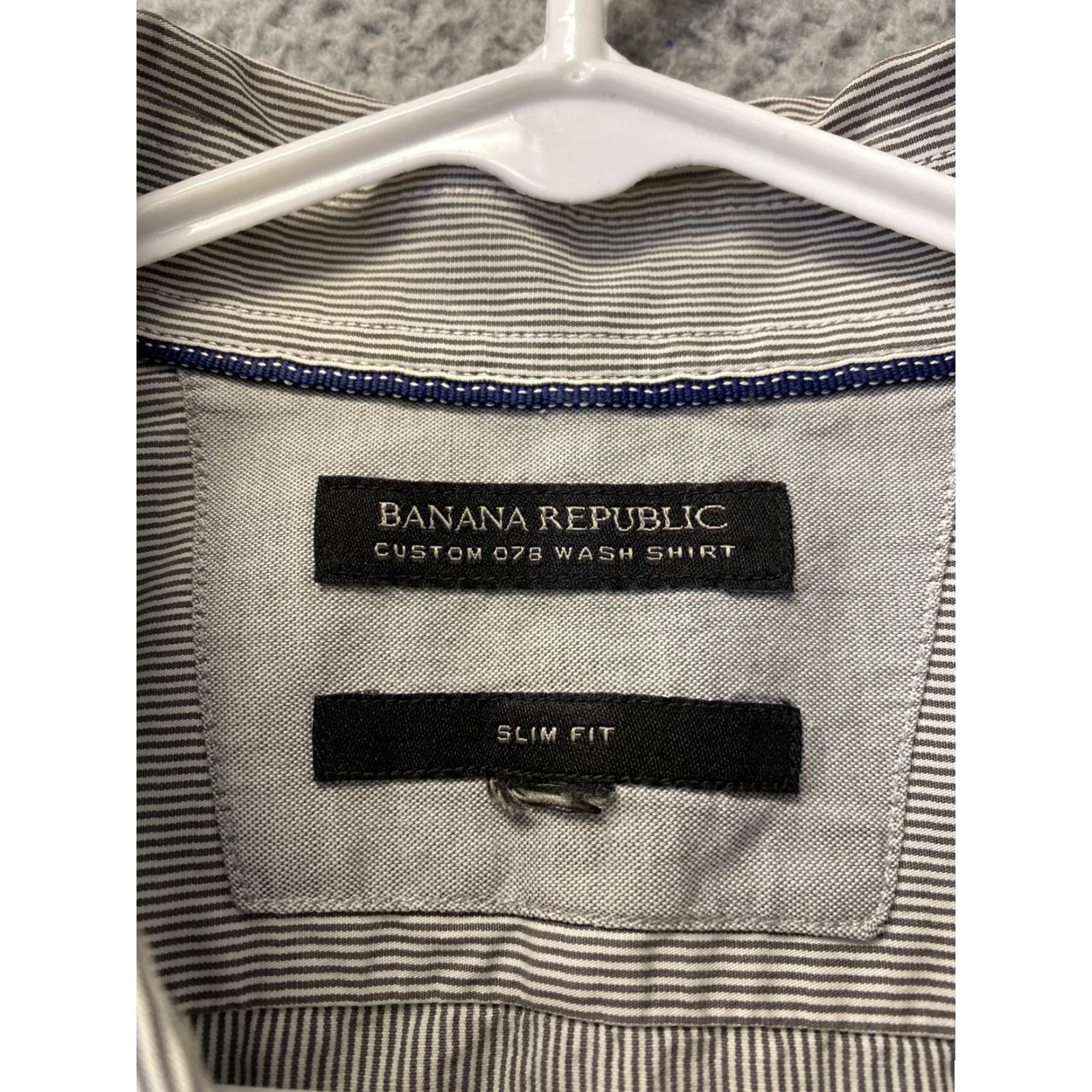 Banana Republic Banana Republic Shirt Men Slim Gray Button-Up Striped Cotton L Adult Mens Size US L / EU 52-54 / 3 - 4 Thumbnail