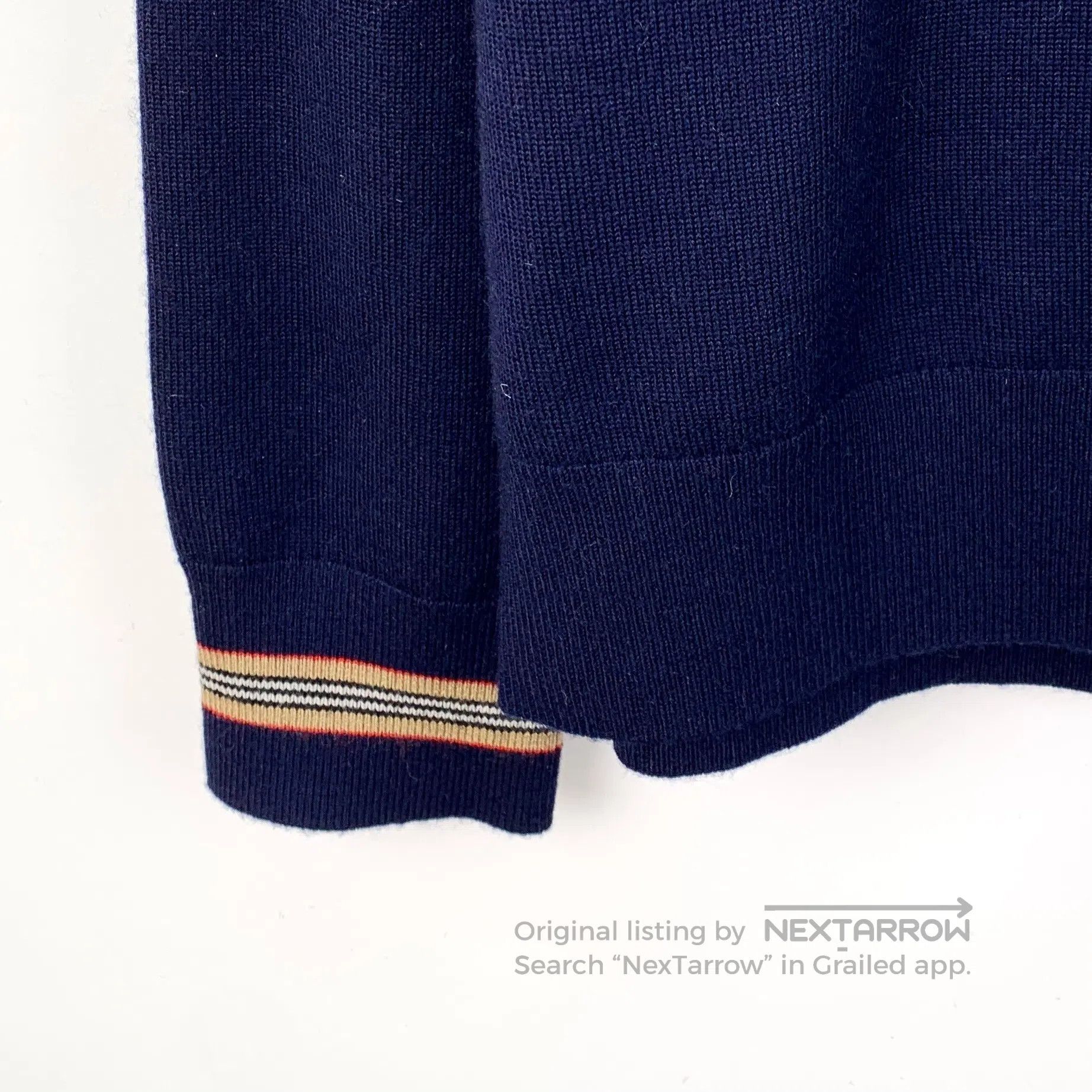 Burberry Burberry Navy blue striped mixed cashmere wool round neck Size US M / EU 48-50 / 2 - 4 Thumbnail