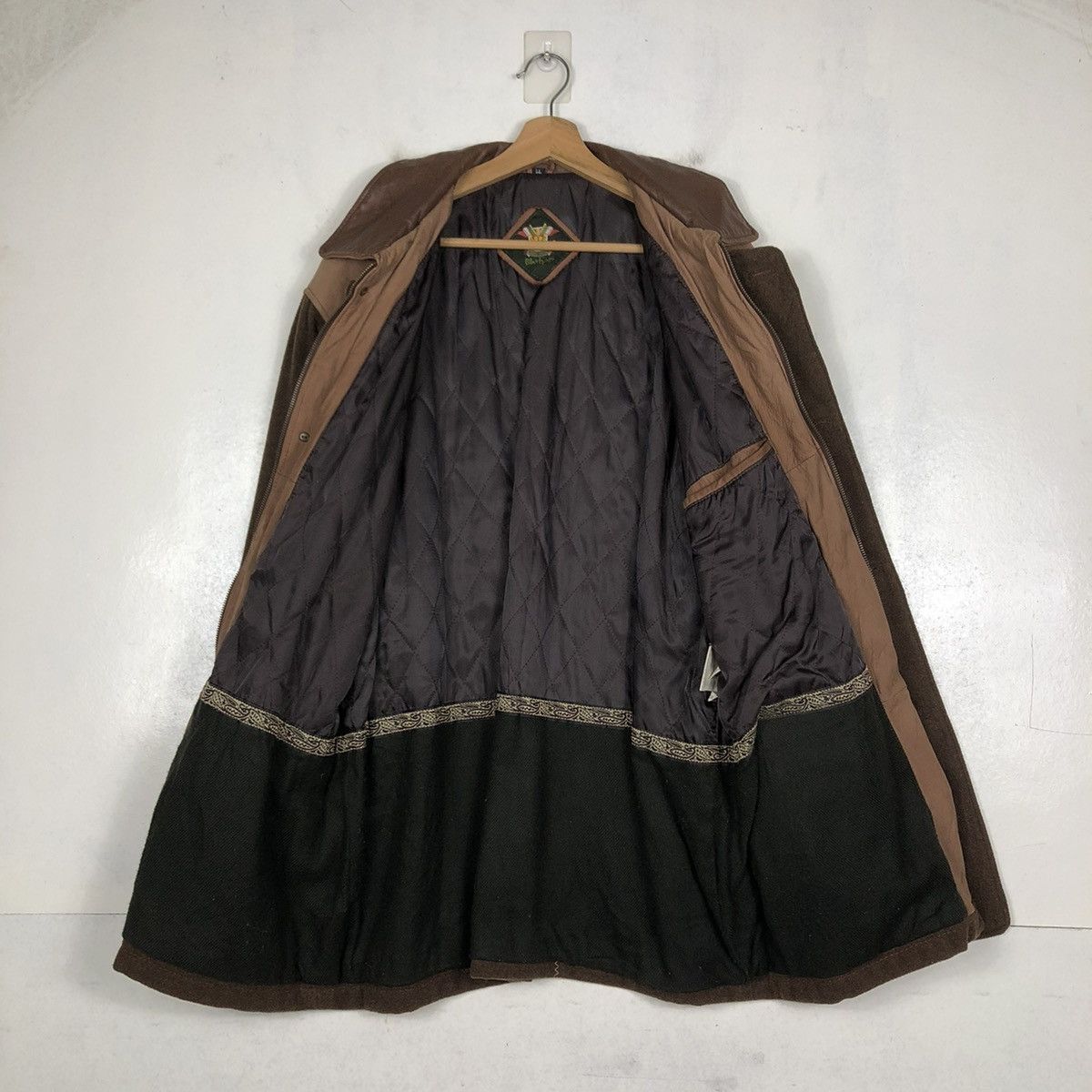 Vintage 📌 WOOL CHORE LEATHER COLLAR JACKET BLUE EFORST ISSEY MIYAKE Size US M / EU 48-50 / 2 - 14 Thumbnail