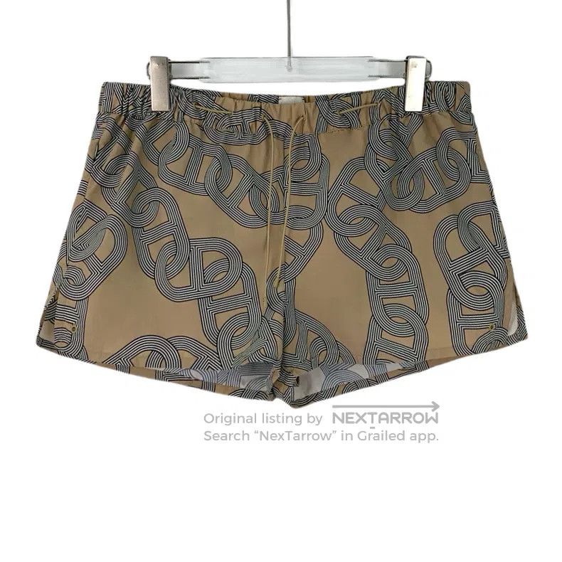 Hermes Brown chain lock buckle print drawstring casual sho