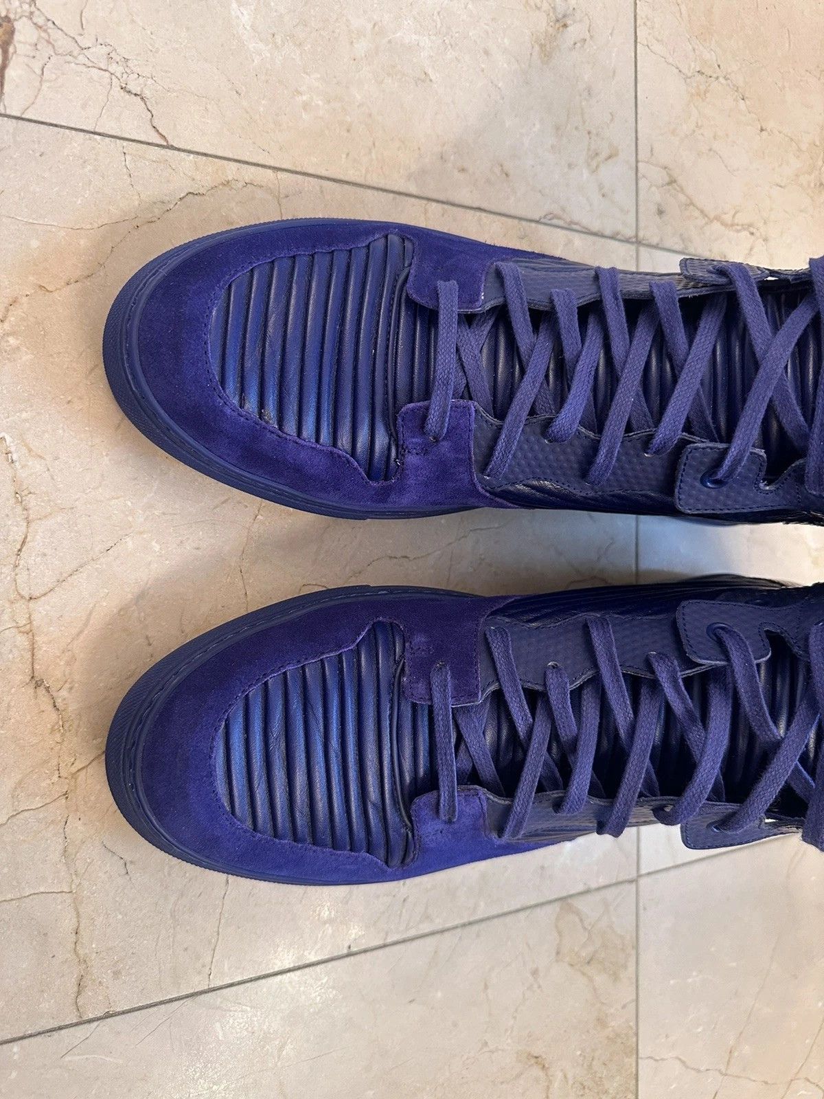 Balenciaga Balenciaga Men's Blue Violet Pleated High Top 45 US12 Size US 12 / EU 45 - 3 Thumbnail