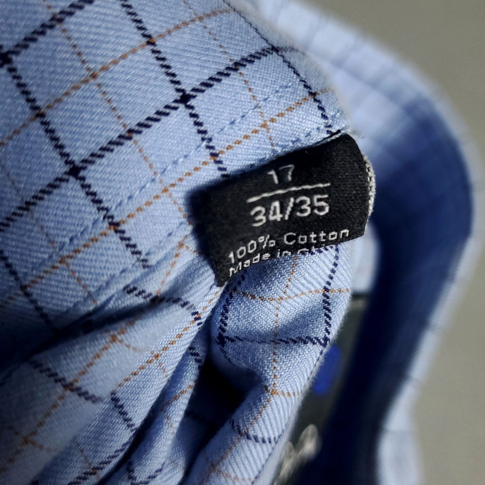 David Donahue David Donahue Dress Shirt Mens Size 17 Blue Plaid Long Sleeve Button Up Size 46R - 7 Thumbnail