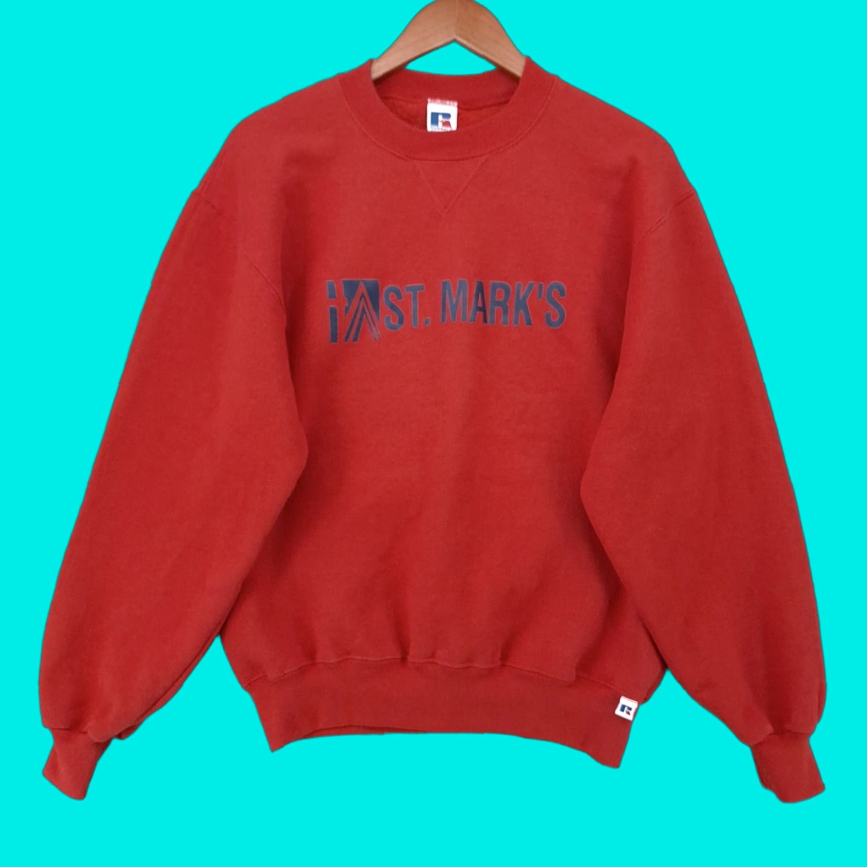 Russell Athletic VINTAGE Russell Athletic Sweatshirt Mens M Red College 90s Logo Pullover Crew Neck Cotton Polyester Knit All Seasons Lightweight Heavyweight Mens Size US M / EU 48-50 / 2 - 1 Thumbnail