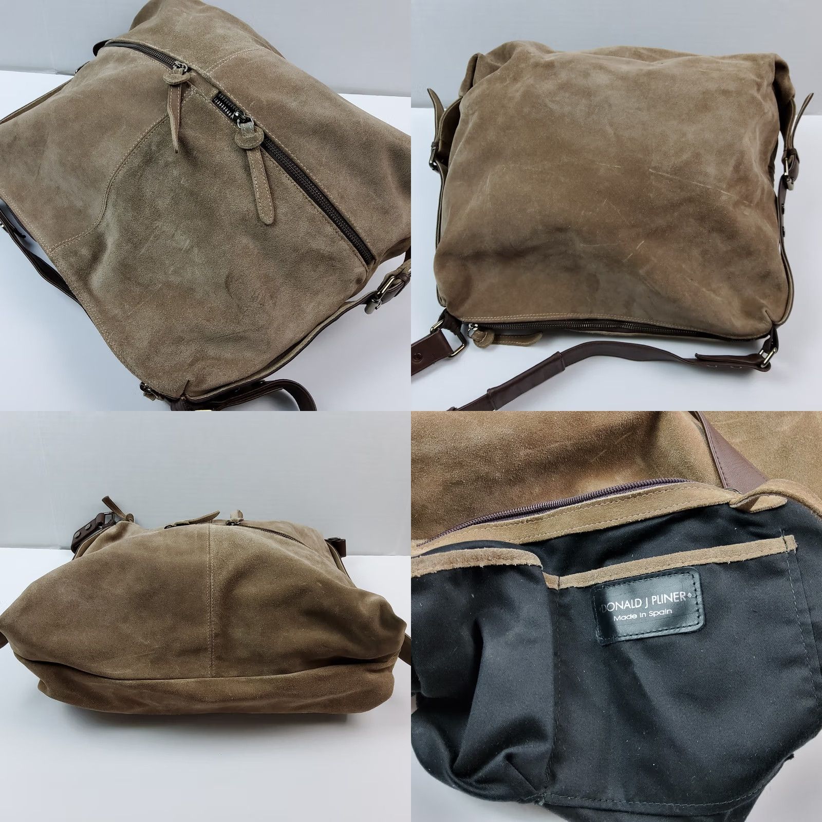 Donald Pliner Donald J Pliner Suede Leather Hobo Bag Purse Women Brown Leather Lining 18x15x5 Size ONE SIZE - 8 Thumbnail