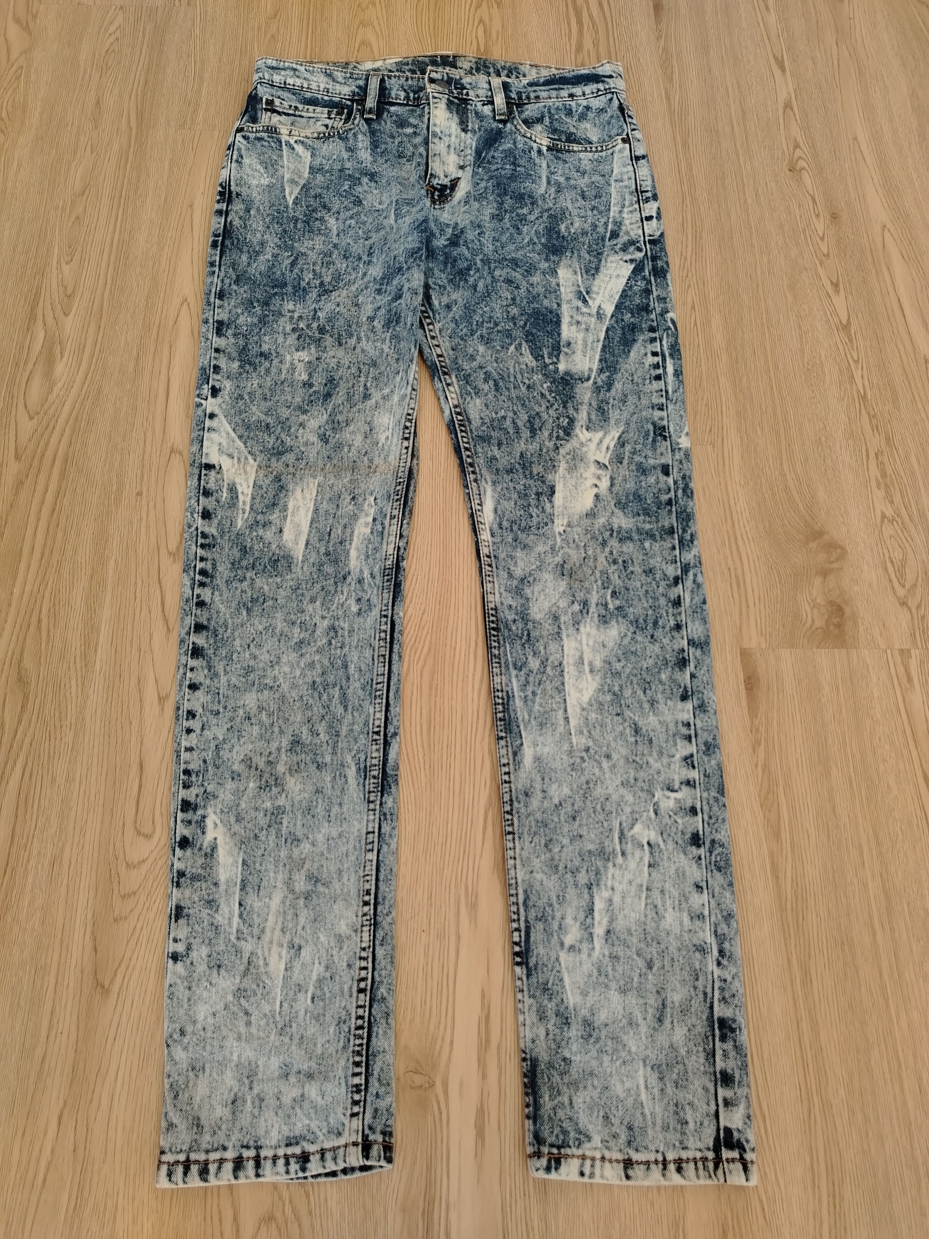 image of Distressed Denim x Levis 512 Taper Jeans Acid Wash Vintage in Acid Wash Blue, Men's (Size 33)