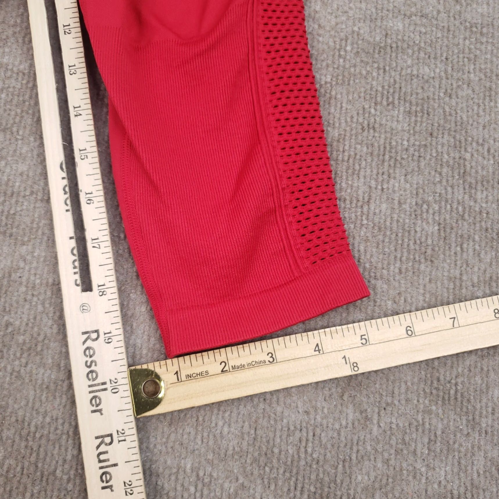 Vintage ICIW Women's Large Red Laser Cut Leggings Athleisure Active Wear Cropped Size 36" / US 14 / IT 50 - 3 Thumbnail