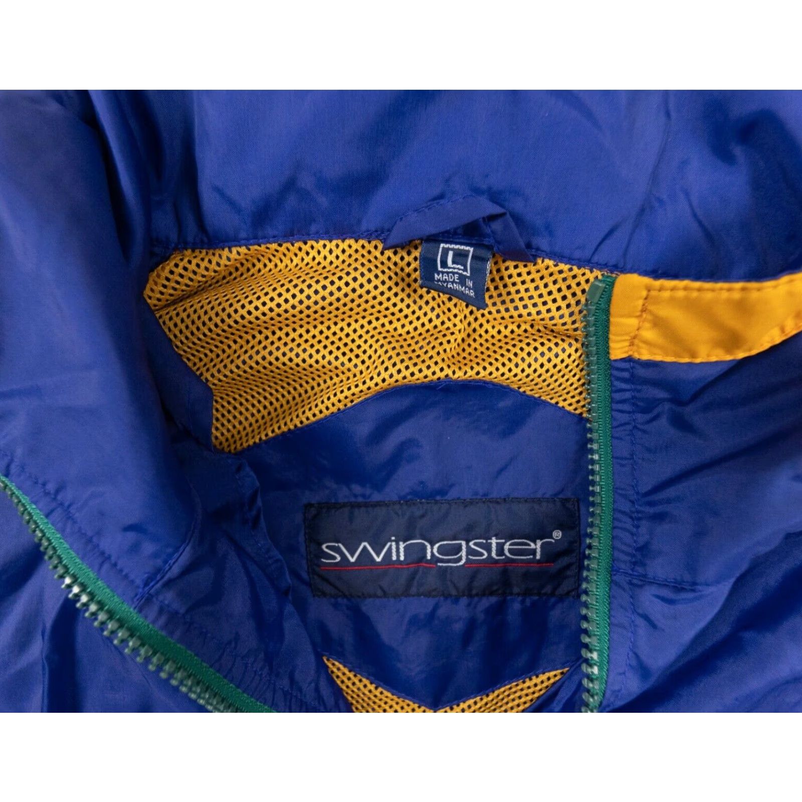 Vintage VINTAGE Swingster Jacket Windbreaker Adult Large Blue Green Nylon Hooded VTG Size US L / EU 52-54 / 3 - 4 Thumbnail