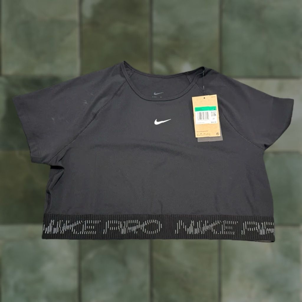 Nike Nike Pro Dri-FIT Cropped T-Shirt Women XL Black Short Sleeve Crew Neck Activewear Shirt Size XL / US 12-14 / IT 48-50 - 1 Thumbnail