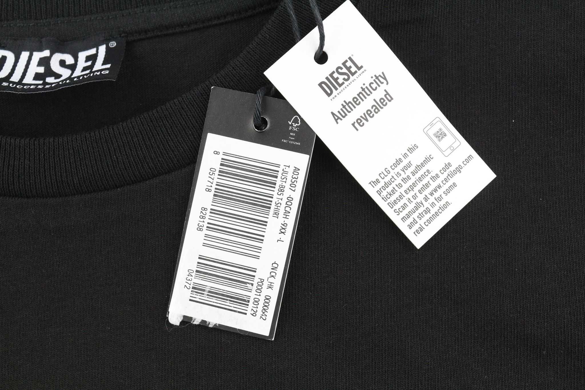 Diesel T-JUST-B85 L Black Short Sleeve Tricot Logo 40329 Size US L / EU 52-54 / 3 - 7 Thumbnail