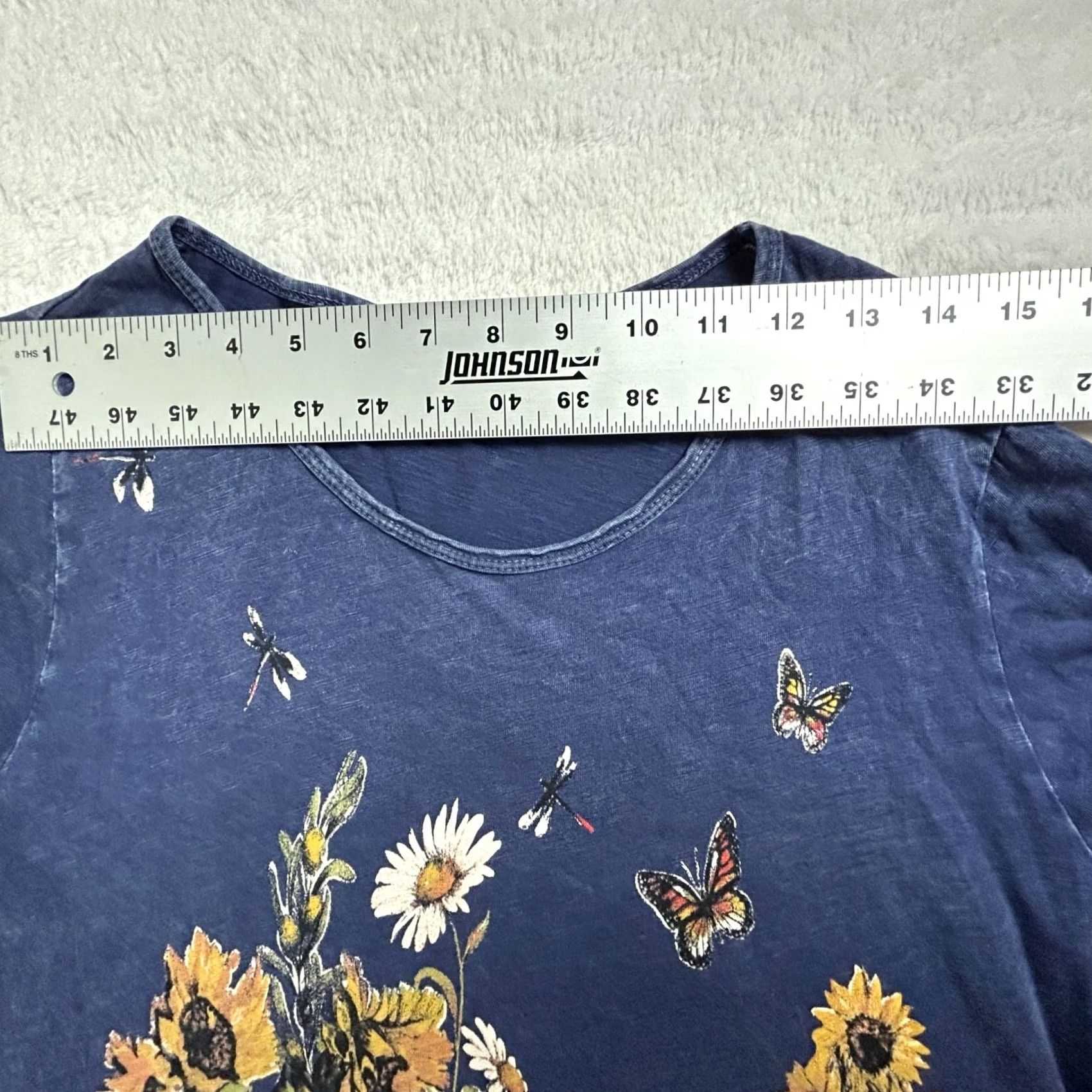 Vintage Jess & Jane Womens Small Blue Floral 3/4 Sleeve Tunic Top Size S / US 4 / IT 40 - 7 Thumbnail