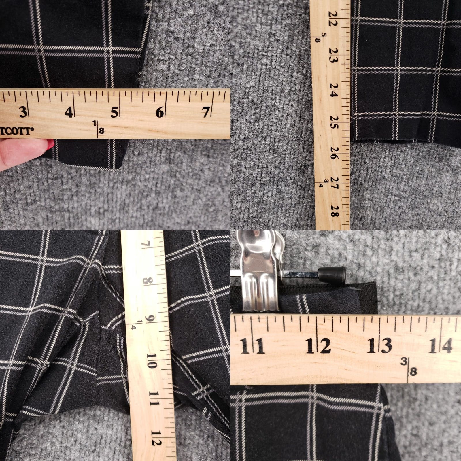 H&M H&M Pants Womens Black Cropped Skinny Check Flat Front Cotton Blend Size 2 Size 26" / US 2 / IT 38 - 8 Thumbnail
