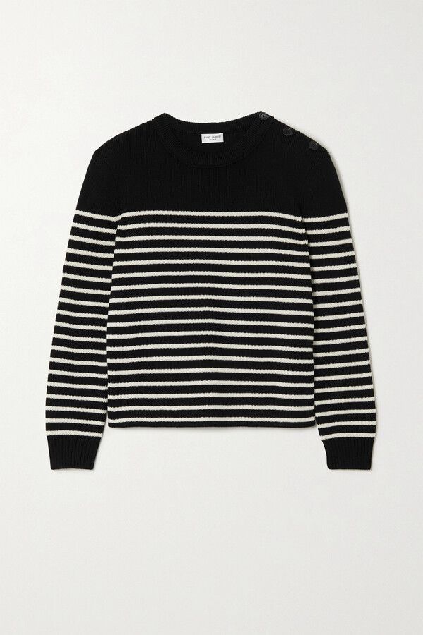 Saint Laurent Paris o1mle0524 Embellished Sweater in Black/White Size M / US 6-8 / IT 42-44 - 1 Thumbnail
