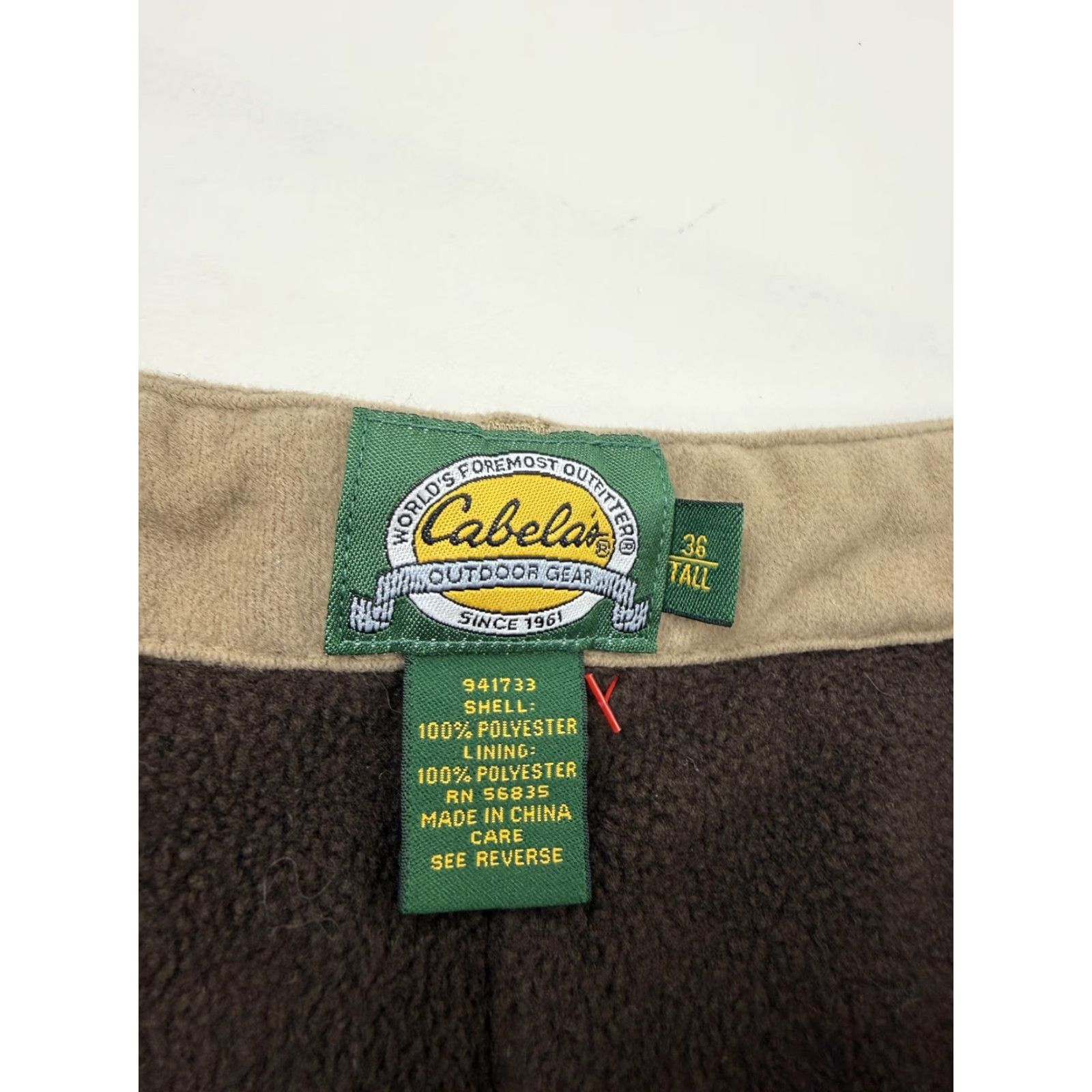 Vintage Cabela's Mens Pants 36 Tall Beige Snow Insulated Fleece Lined Outdoor Gear Size US 36 / EU 52 - 3 Thumbnail