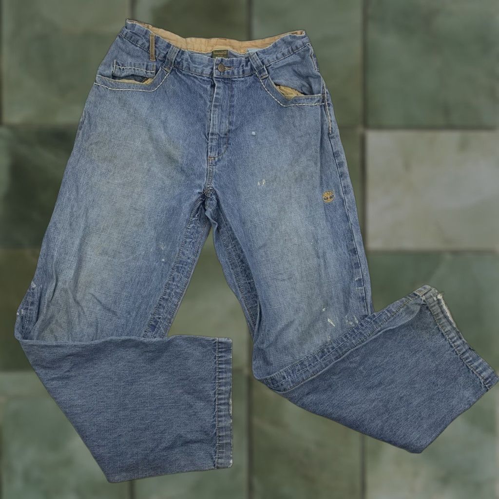 Timberland VINTAGE Timberland Jeans Men Adult 34 Blue Thrashed Grunge Straight Leg Baggy Fit 90s Jeans Size US 34 / EU 50 - 1 Thumbnail