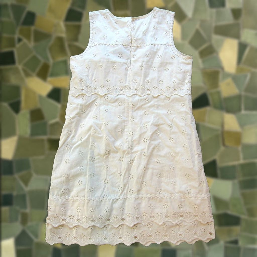 J.Crew NWT J.Crew 100% Cotton Ivory Embroidered Sleeveless Shift Sheath Tank Dress 12 Size XL / US 12-14 / IT 48-50 - 1 Thumbnail