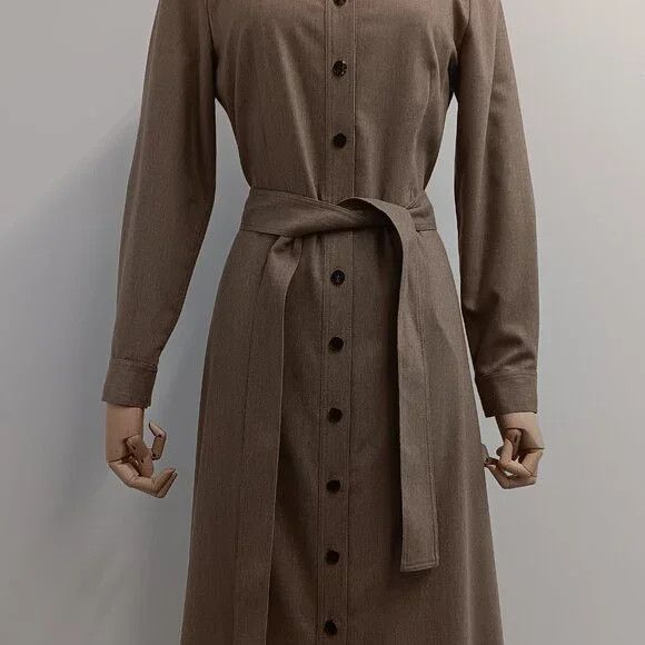 Lafayette 148 LAFAYETTE 148 Camel Merlange Flannel Shirt Dress - Size 4 Size S / US 4 / IT 40 - 3 Thumbnail