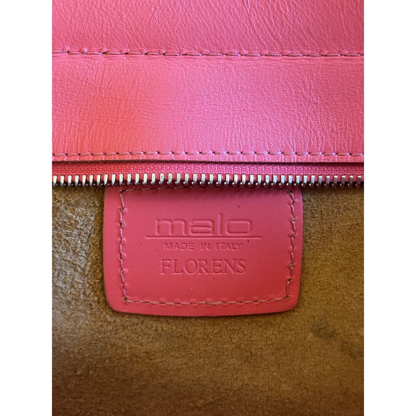 Malo Malo Pink Leather Bag with Tan Suede Interior Handbag Size ONE SIZE - 3 Thumbnail