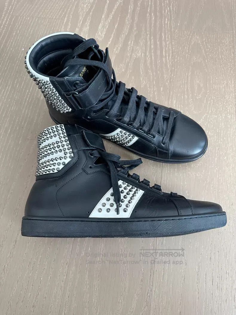 Saint Laurent Paris Saint Laurent Paris Black and white studded panel shoes i Size US 8 / EU 41 - 1 Thumbnail