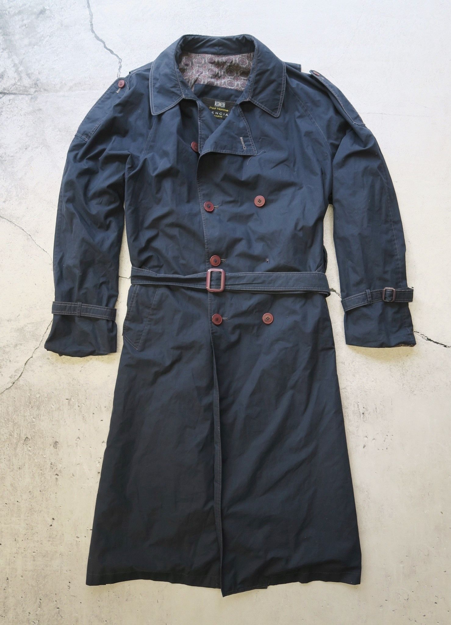 image of Balenciaga Vintage Trench Coat XL Unisex in Navy, Men's