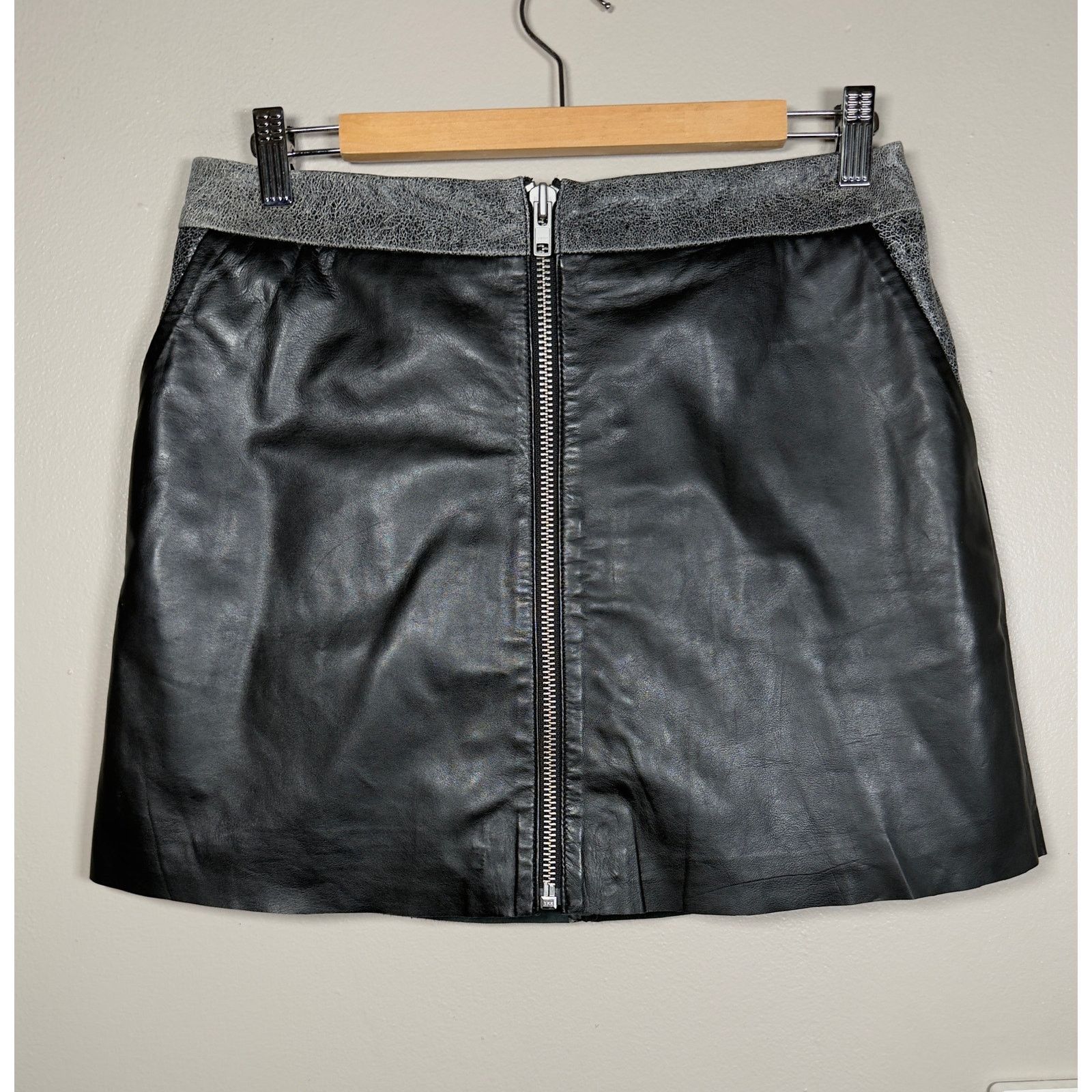 Muubaa Muubaa Impala A-Line Black White Leather Mini Skirt size 6 Size 28" / US 6 / IT 42 - 4 Thumbnail