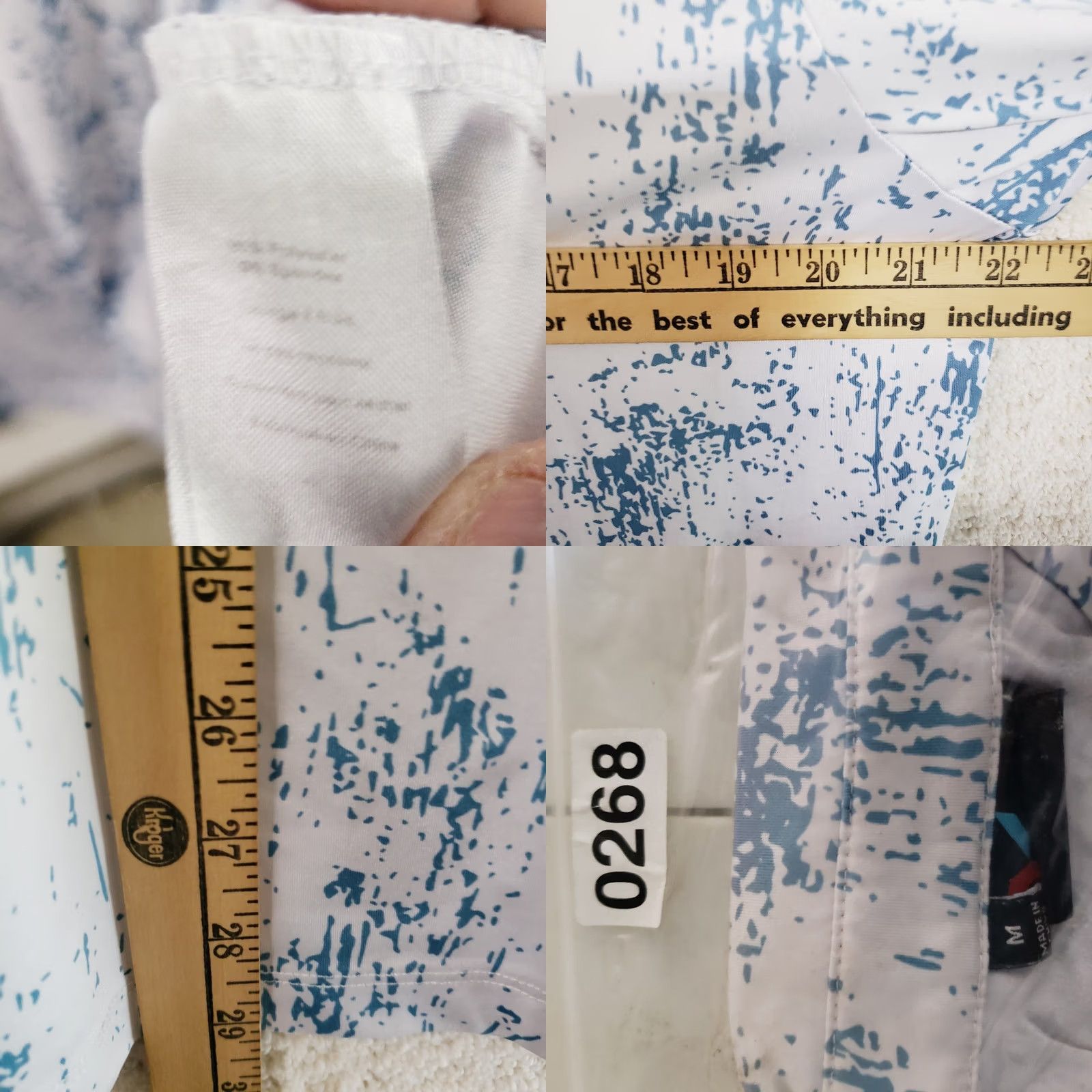 Vintage YATTA Men’s Golf Polo Shirt Water Splash White Blue Stretch UPF 40 XS? Wait Size US XL / EU 56 / 4 - 9 Thumbnail