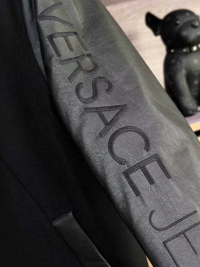 Versace Black casual leather jacket