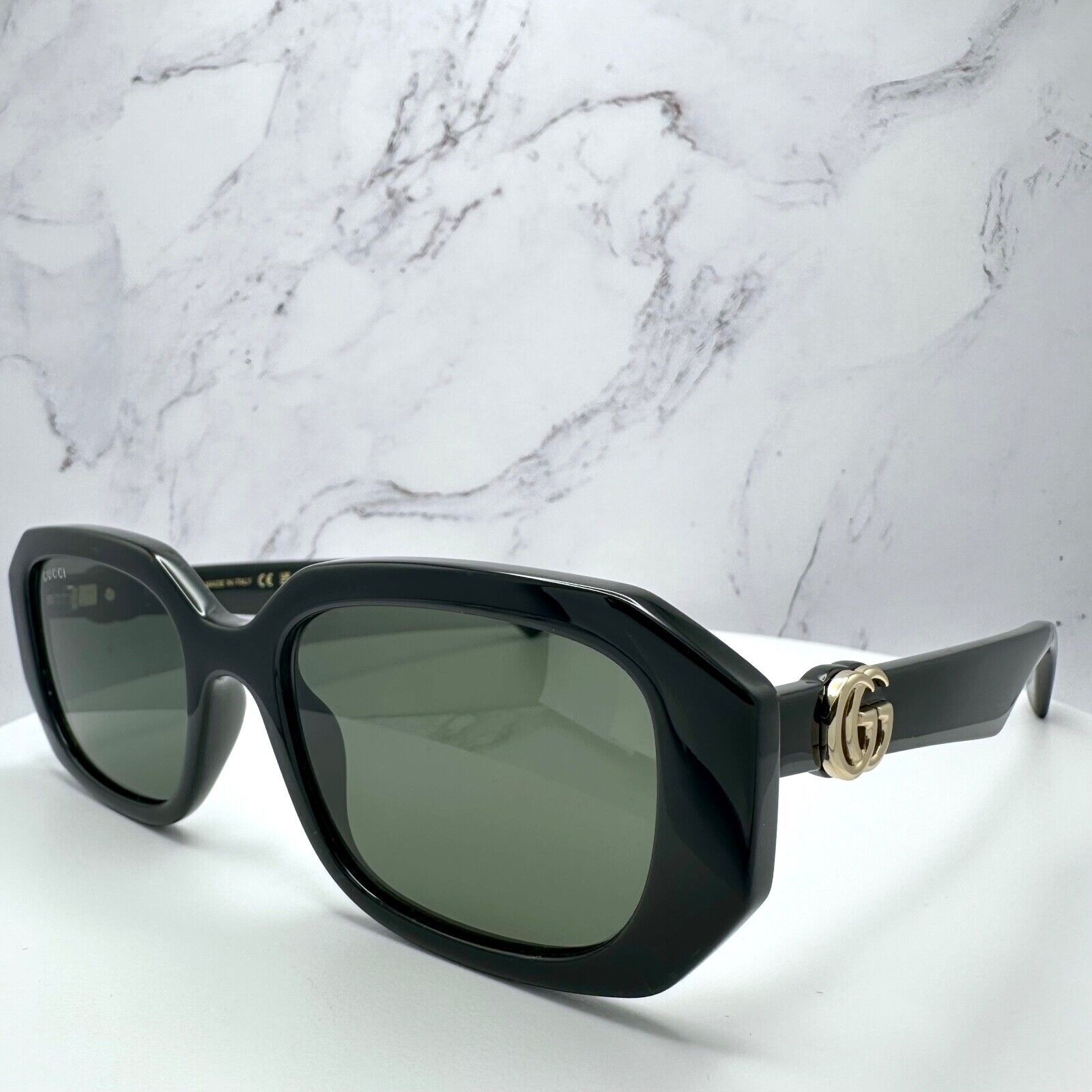 Gucci New Gucci Sunglasses Black Geometric Rectangle Gold GG Size ONE SIZE - 7 Thumbnail