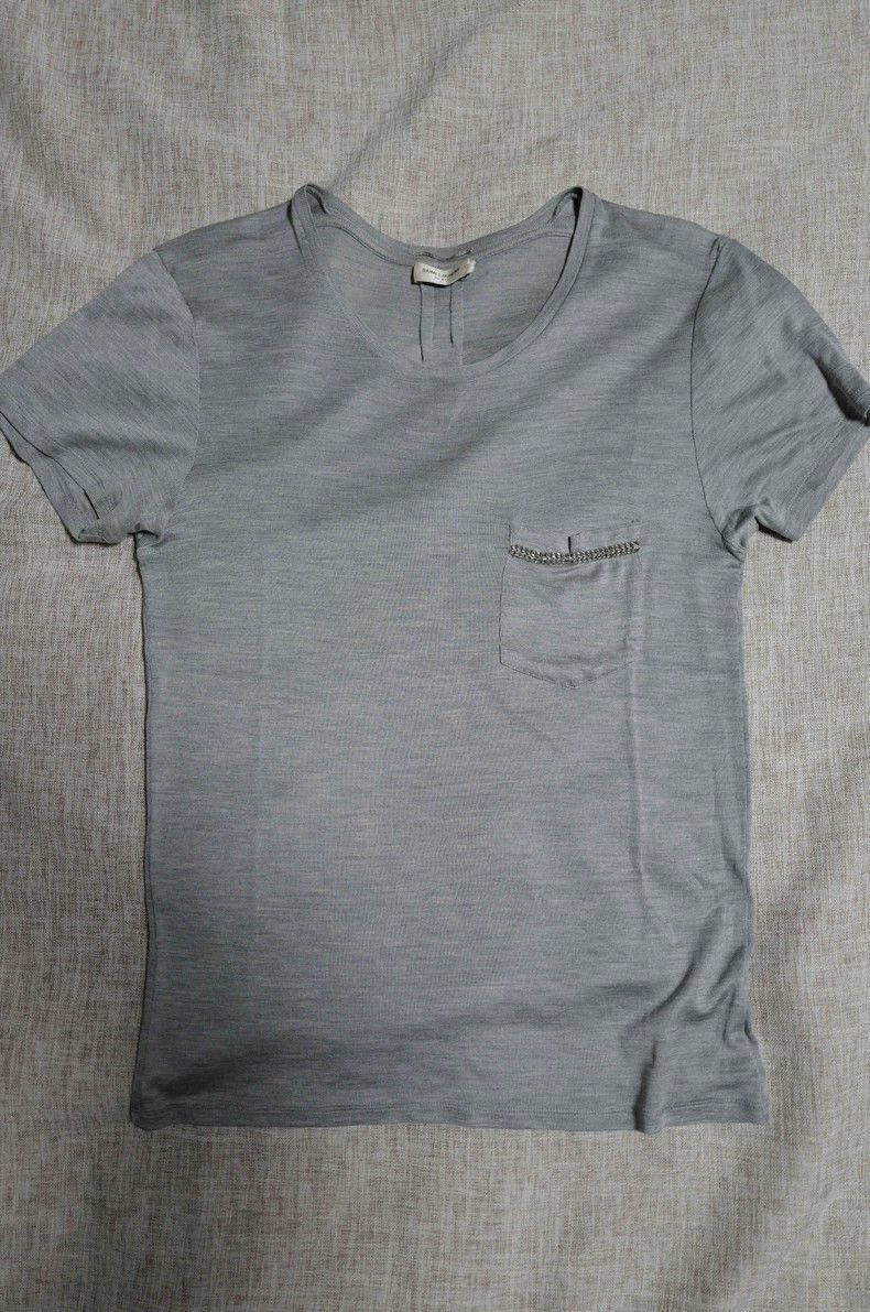 Saint Laurent Paris Stone washed mulberry silk chain pocke