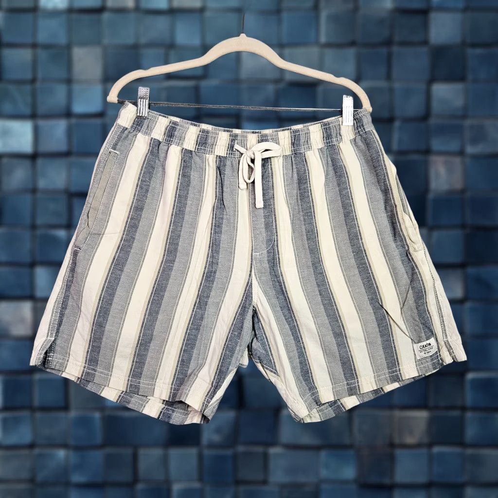 Katin Katin Men Striped Beach Shorts Drawstring Casual Size L Size US 33 - 1 Thumbnail
