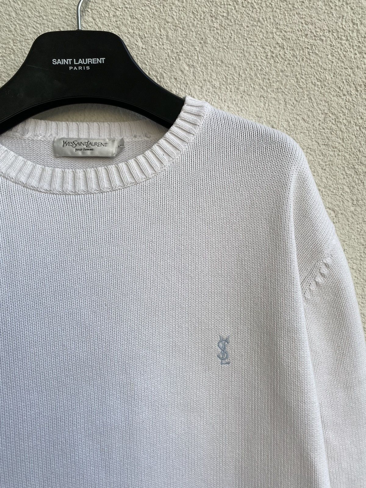 Yves Saint Laurent White YSL Sweater Knit Grailed