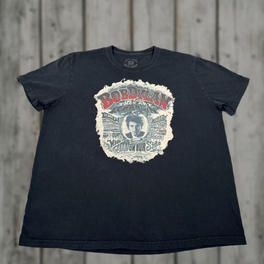 Lucky Brand Lucky Brand Shirt Men 2XL Black Bob Dylan Folk Music Band Tee Times Are Changing Shirt Size US XXL / EU 58 / 5 - 1 Thumbnail