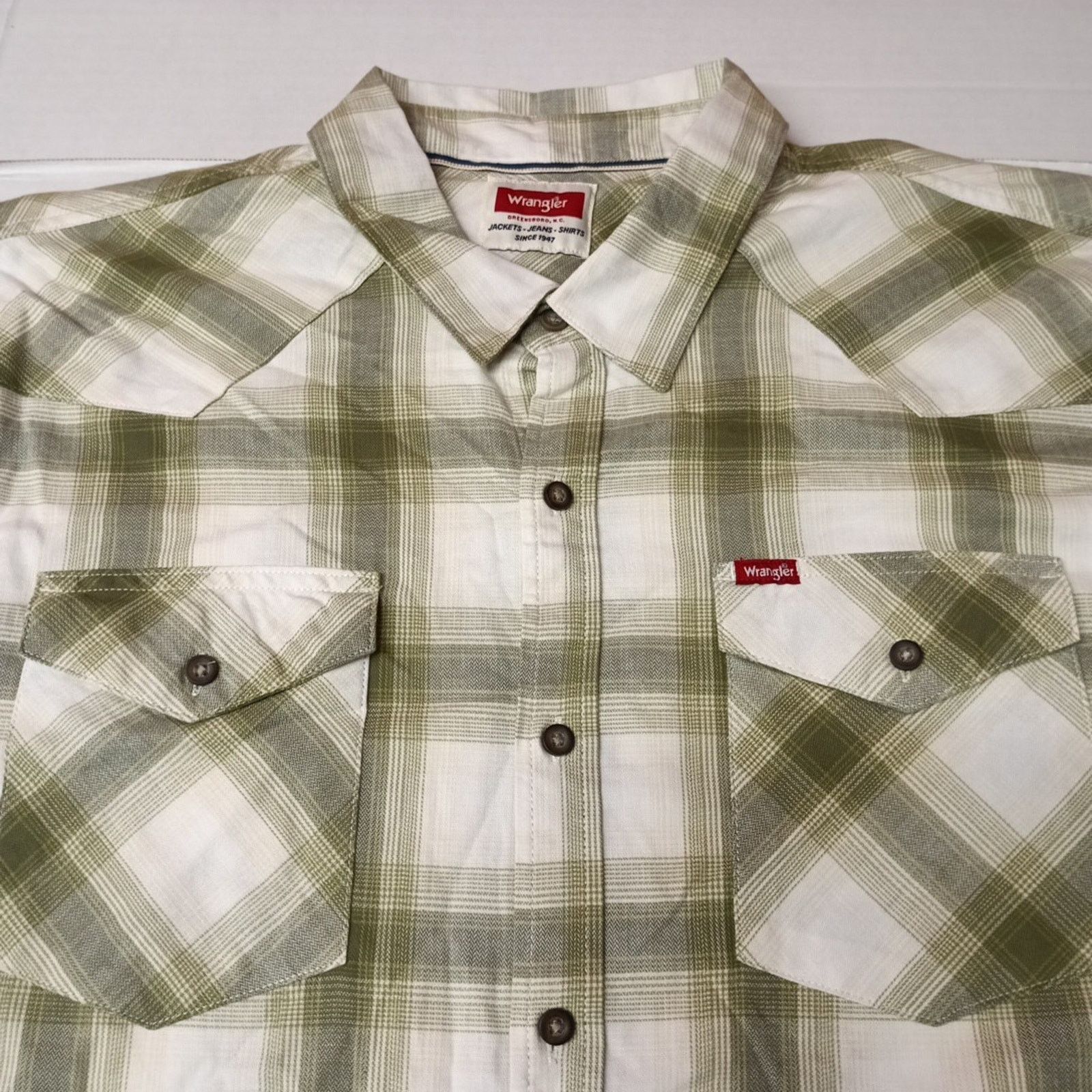 Wrangler Wrangler Cowboy Wash Twill Shirt Men's 2XL Loden Green Plaid Size US XXL / EU 58 / 5 - 3 Thumbnail