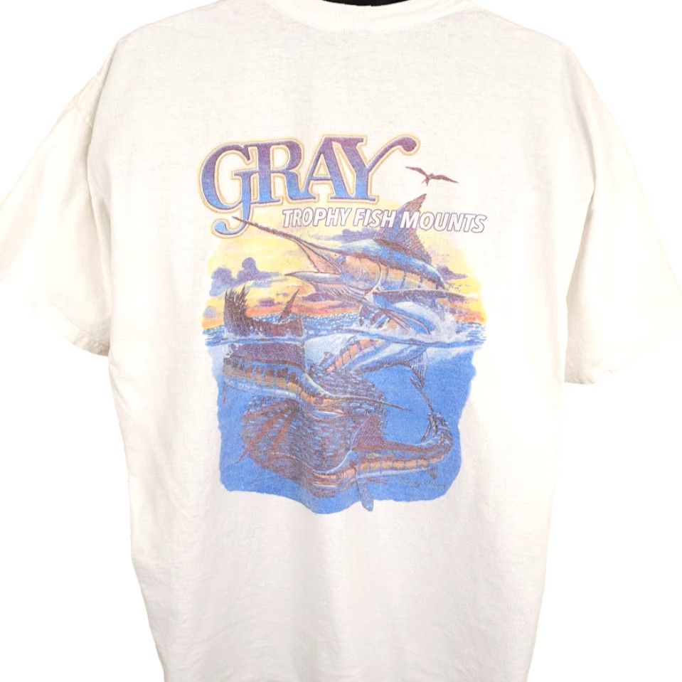 Gildan Sportfishing T Shirt Mens Size 2XL White Blue Marlin Sailfish Fish Mounts Gildan T-Shirt Size US XXL / EU 58 / 5 - 3 Thumbnail
