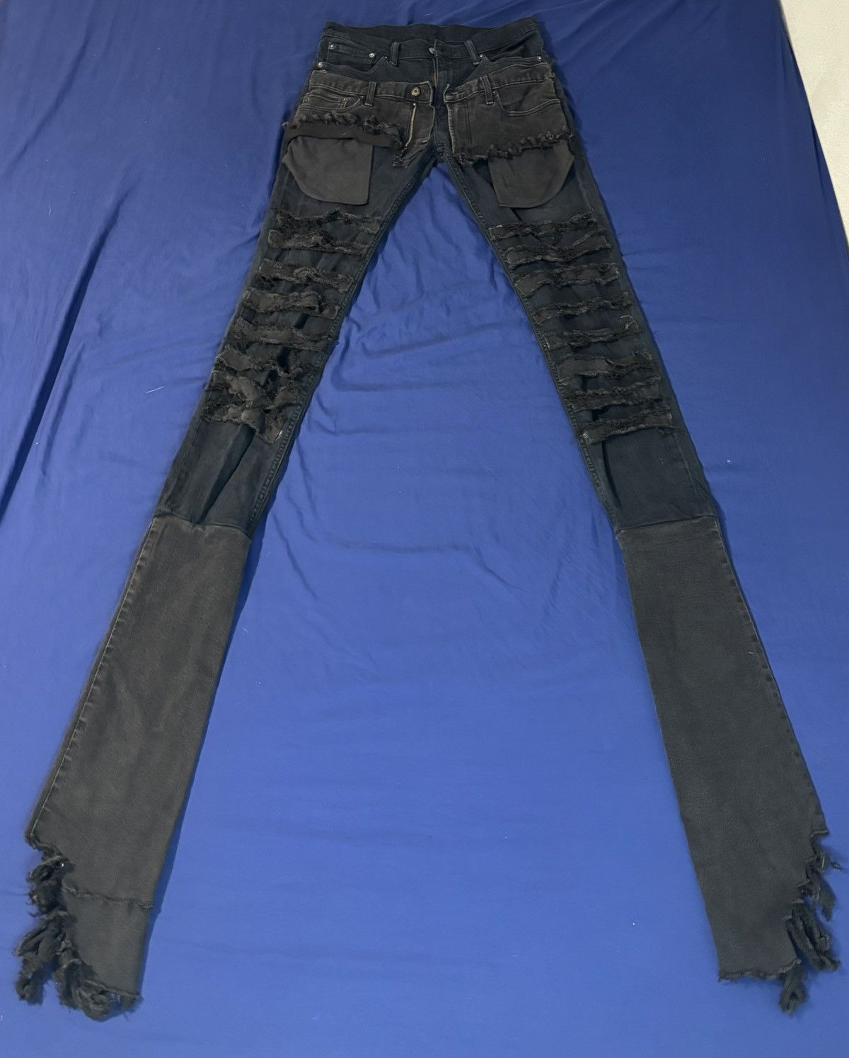 Other Doubled Upper Distressed Stacked Jeans Size US 32 / EU 48 - 3 Thumbnail
