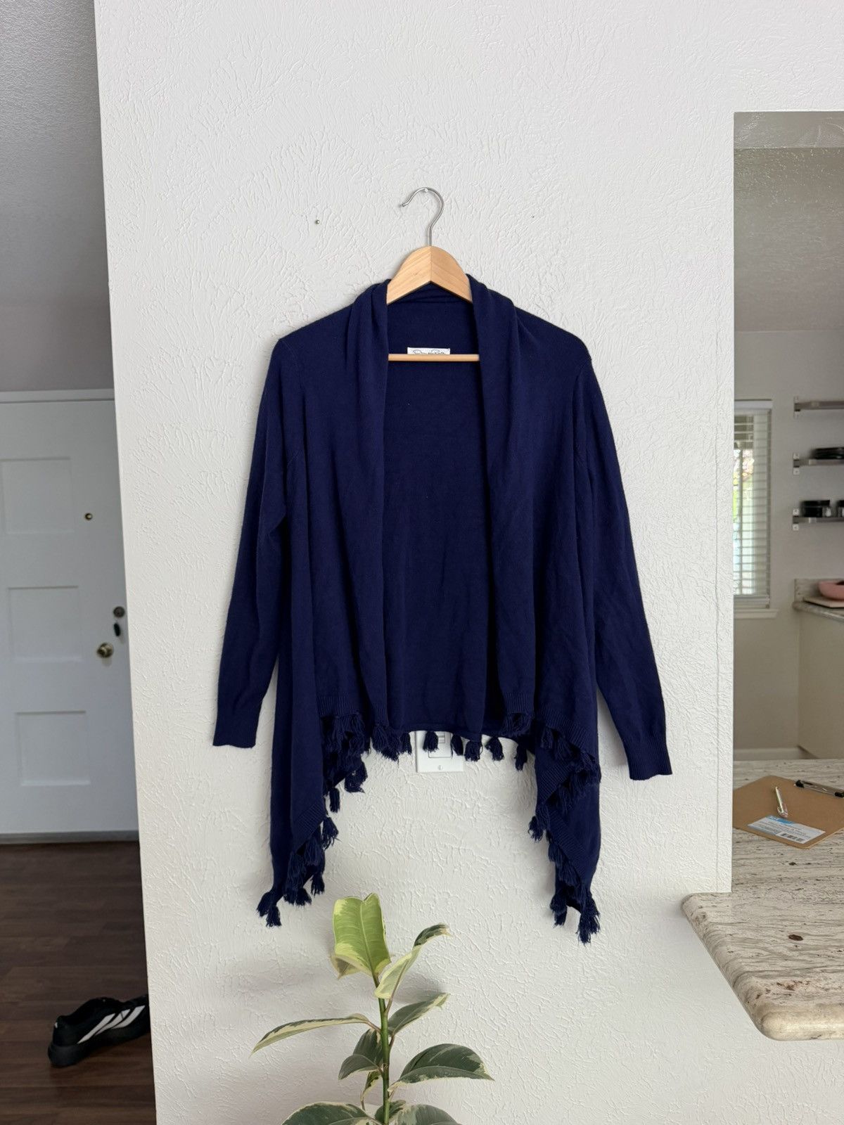 Oscar De La Renta Oscar de la Renta navy blue open front tassel sweater O/S Size M / US 6-8 / IT 42-44 - 3 Thumbnail