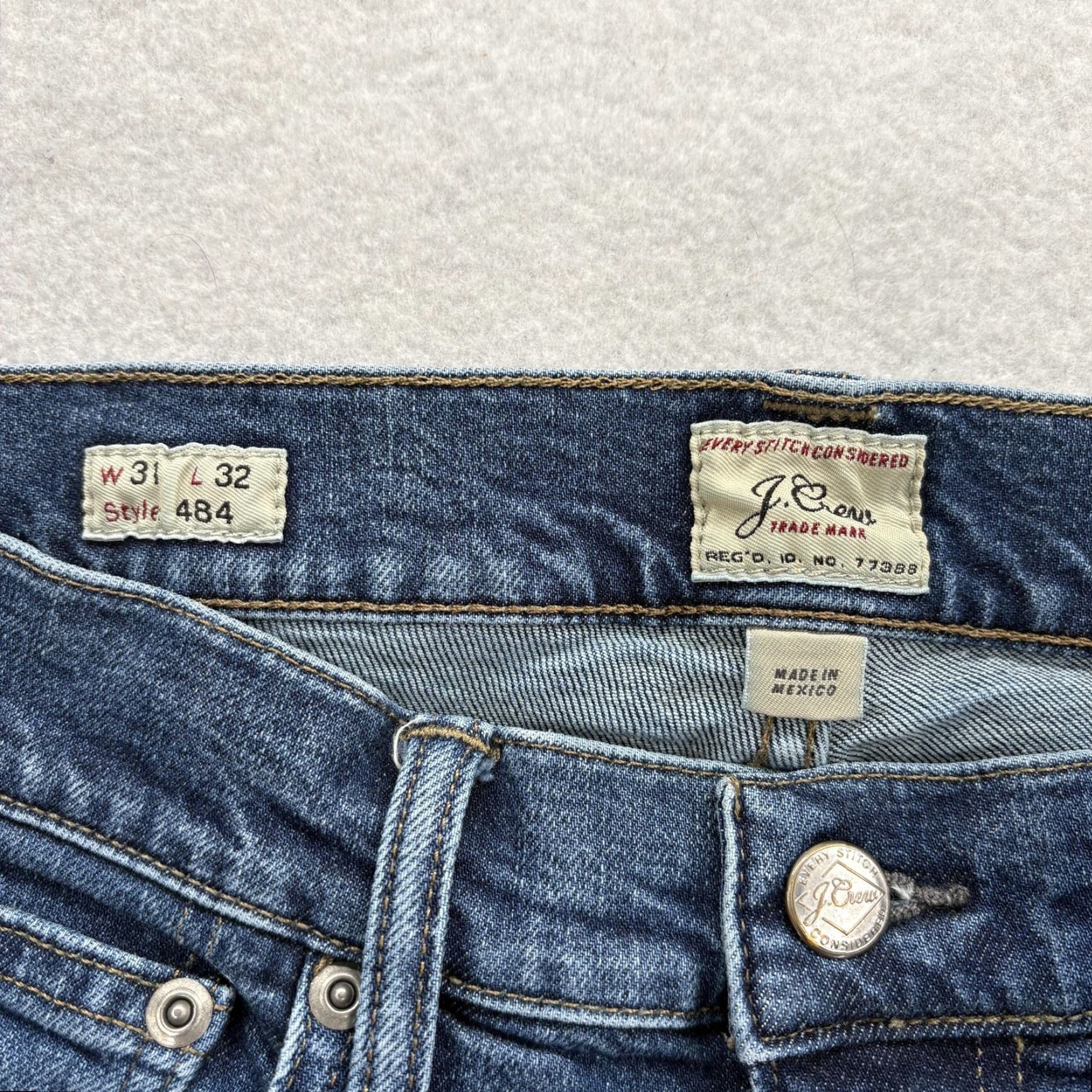 J.Crew J.CREW 484 Stretch Jeans Mens 31x32 Slim Tapered Denim Five Pocket Blue Med Wash Casual Pants Size US 31 - 3 Thumbnail