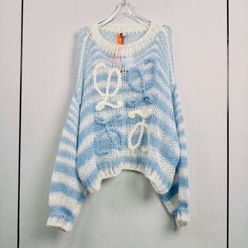 Loewe Loewe Marine blue and white striped sweater Size S / US 4 / IT 40 - 1 Thumbnail