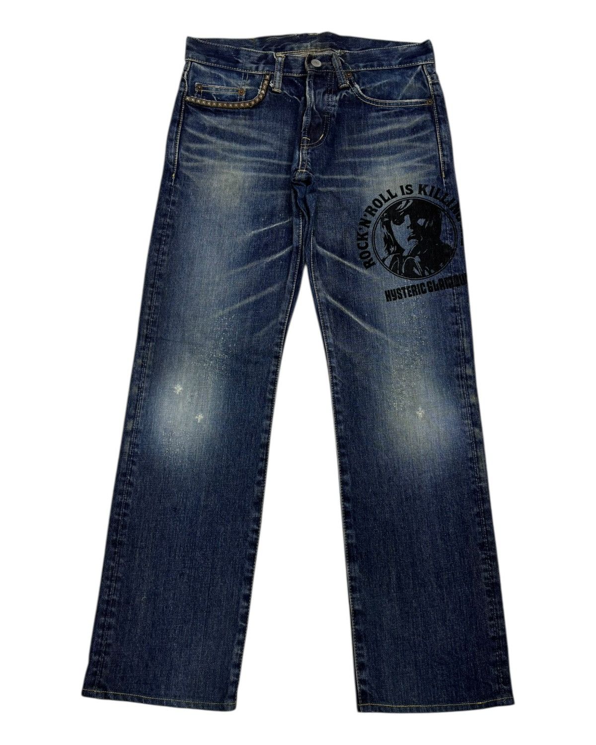 Hysteric Glamour × Japanese Brand × Undercover Hysteric Glamour Rock N Roll Is Killing Me Studded Jeans Size US 29 - 1 Thumbnail