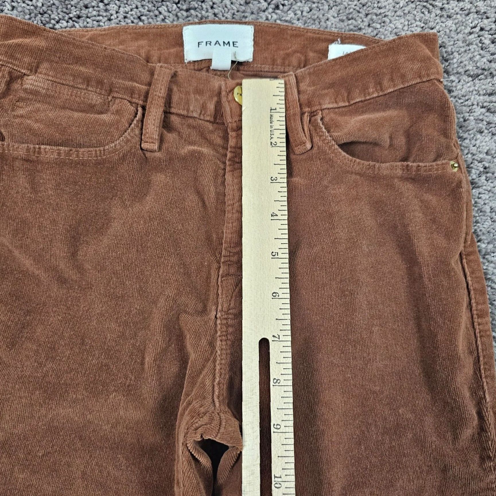 Frame FRAME Brown Corduroy Skinny Pants Womens Size 25 Mid Rise Stretch 23x28 Size 23" - 4 Thumbnail