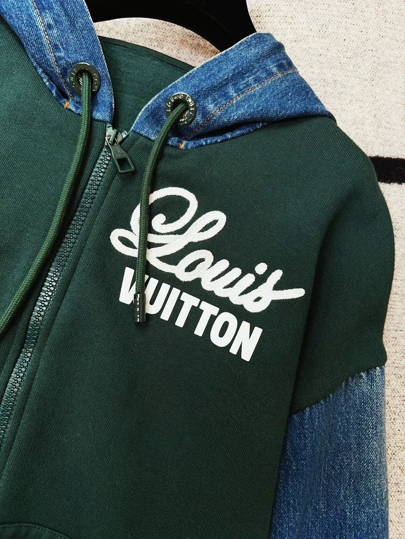 Louis Vuitton LOUIS VUITTON Green patchwork denim monogrammed logo hooded Size US M / EU 48-50 / 2 - 3 Thumbnail