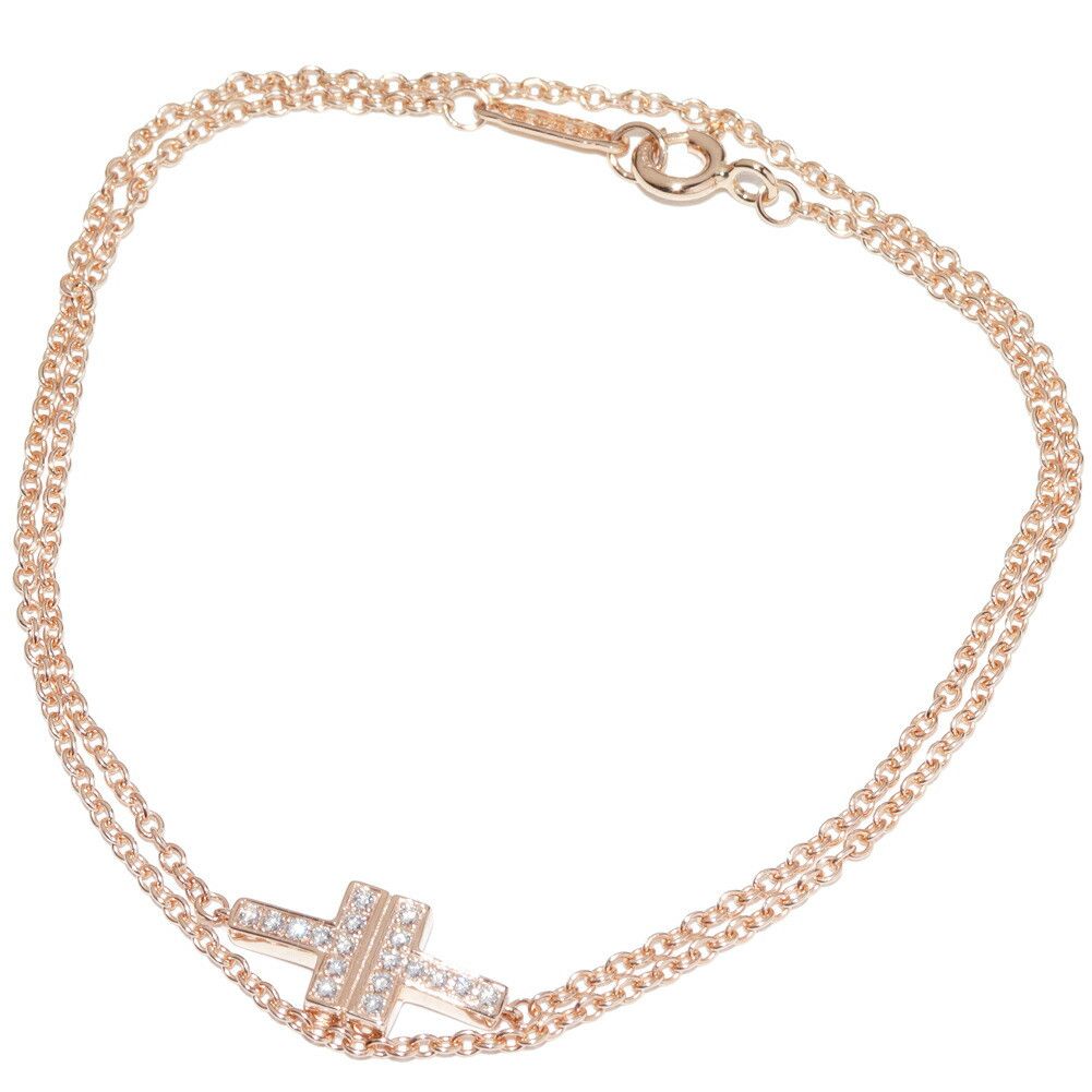 Tiffany & Co. Tiffany & Co. Tiffany & Co. T TWO Au750 Pink Gold Diamond Bracelet Precious Metal Bracelet DUTY FREE for USA Size ONE SIZE - 1 Thumbnail