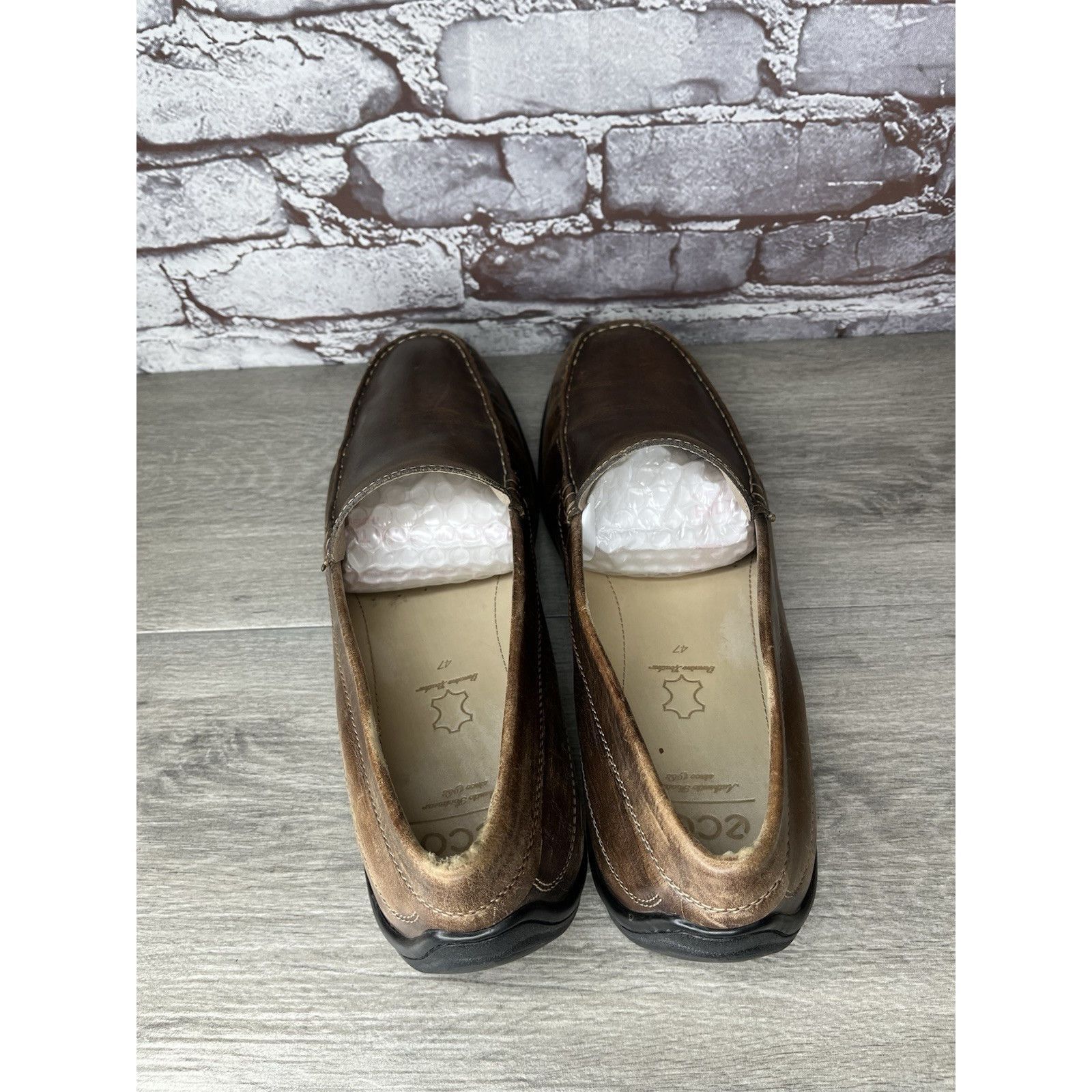 Ecco ECCO Brown Leather Slip On Casual Loafers Driving Shoes Men Size US 13 / EU 46 - 4 Thumbnail
