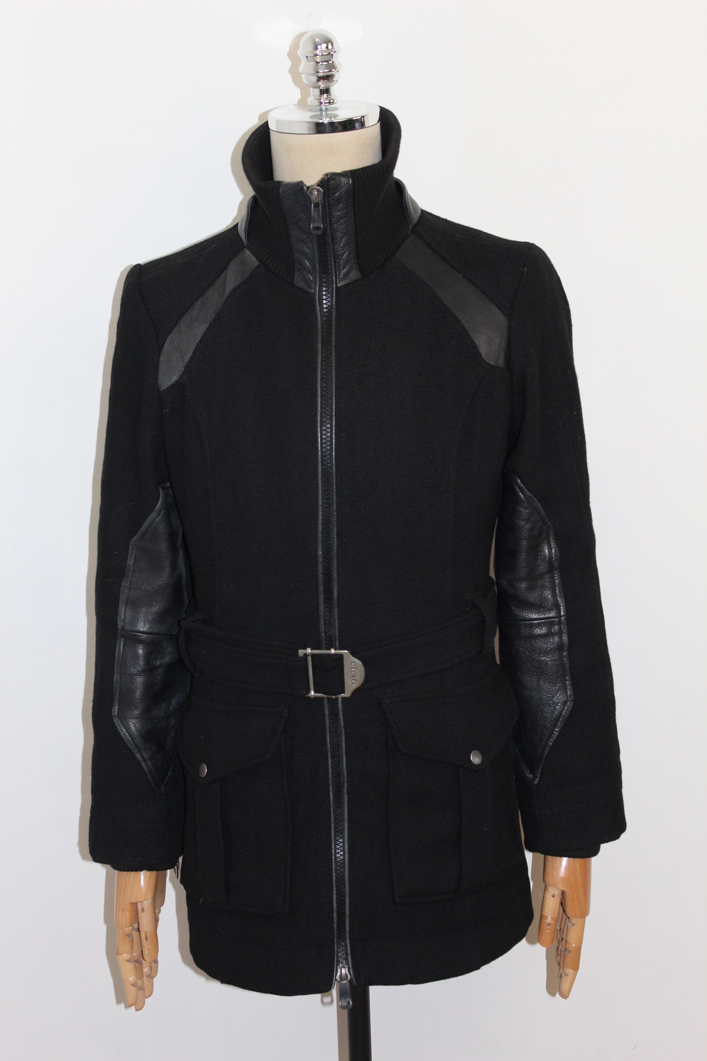Diesel Unisex DIESEL Designer Black Belted Coat Jacket Size M Size US S / EU 44-46 / 1 - 2 Thumbnail