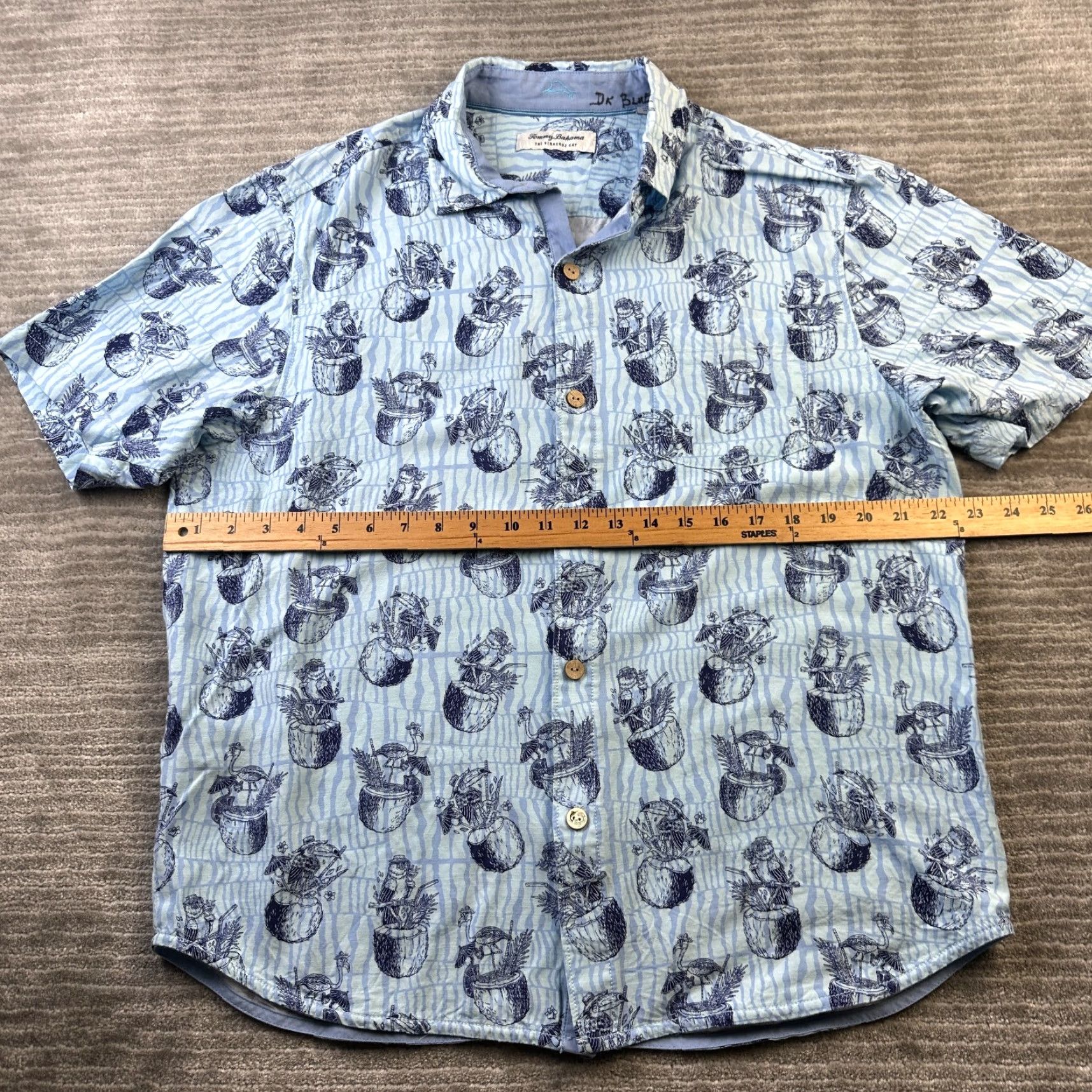 Tommy Bahama Tommy Bahama Coast Shirt Mens Large Blue Veracruz Cay Camp Viscose Pineapple Floral Short Sleeve Button-Up Size US L / EU 52-54 / 3 - 6 Thumbnail