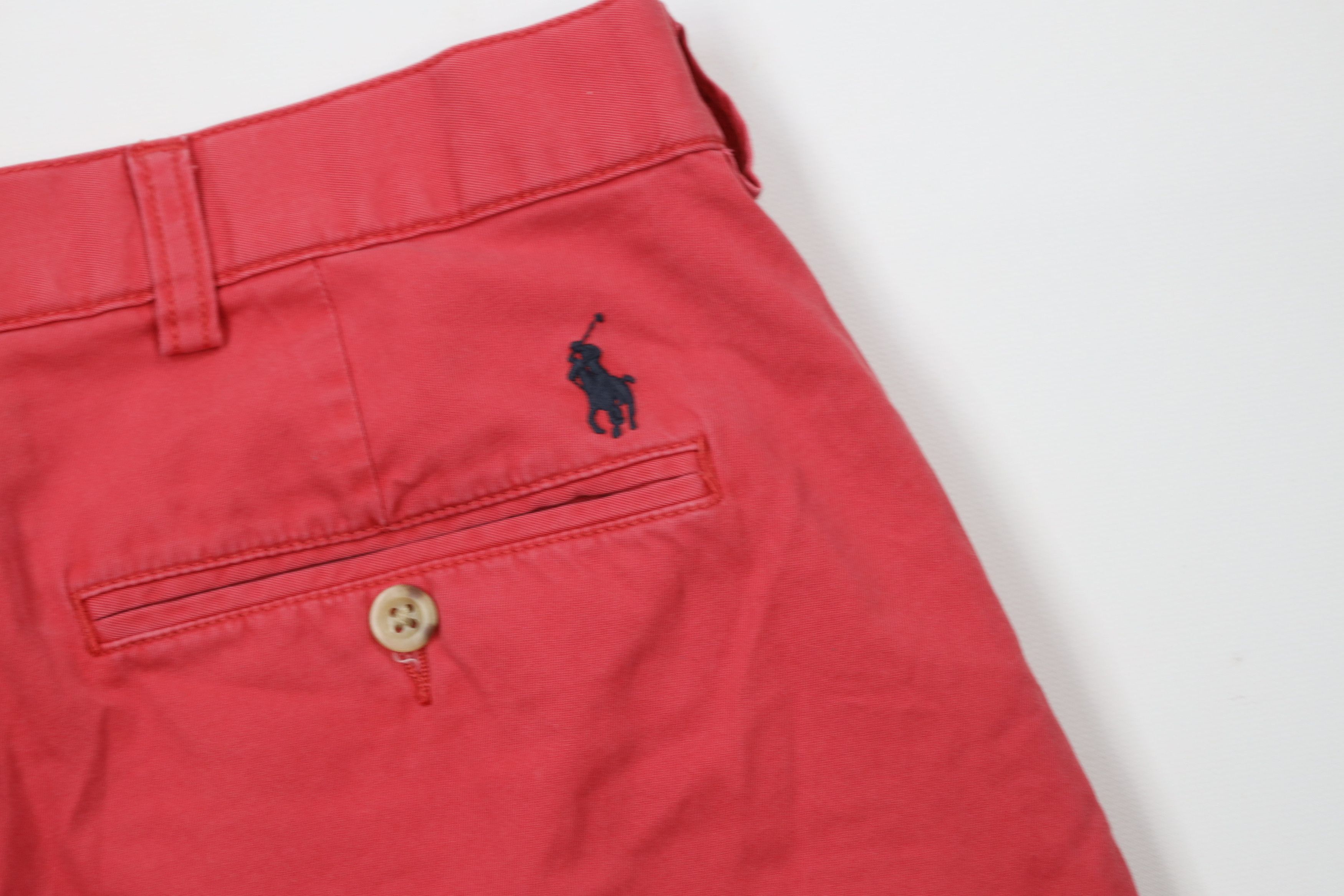 Ralph Lauren × Vintage Vintage 90s Ralph Lauren Above Knee Chino Shorts Red Cotton Size US 38 / EU 54 - 13 Thumbnail