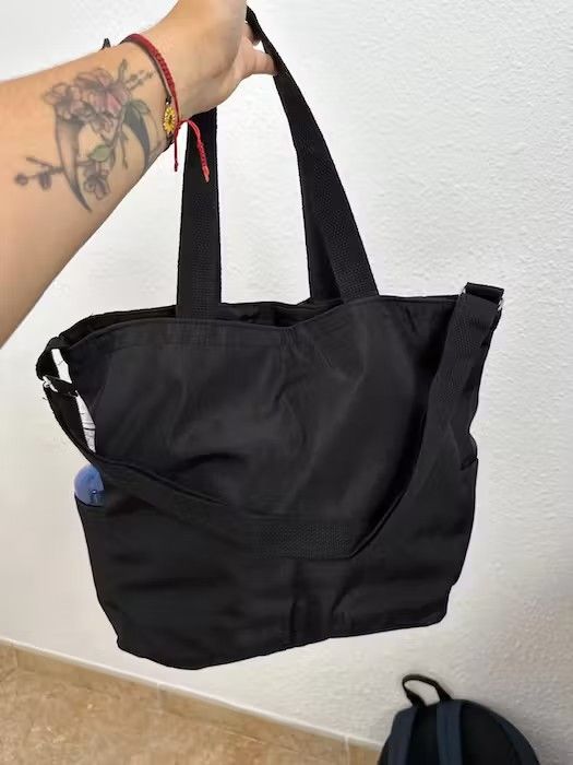 Japanese Brand Black Color Simple Fashion Nylon Tote Bag Size ONE SIZE - 8 Thumbnail