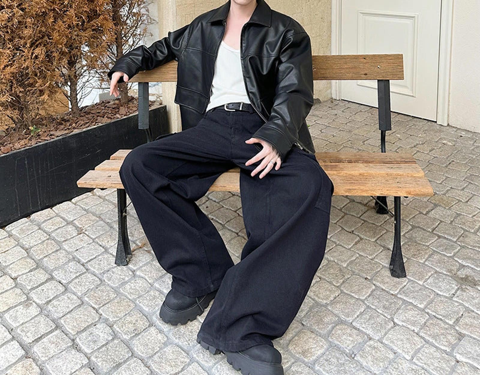 Leather Black Oversized Faux Leather Jackets, Men's Outerwear Size US M / EU 48-50 / 2 - 3 Thumbnail